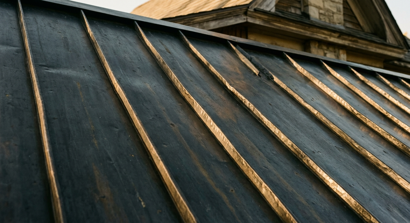 Standing seam, blackened iron